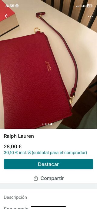 Bolso de mano Ralph Lauren rojo