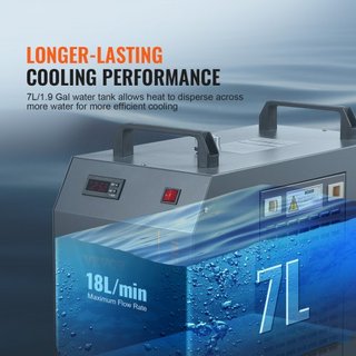 Enfriador de Agua Industrial, CW-5202, Sistema de Enfriamiento de Agua Industrial con Compresor Incorporado, Capacidad del Tanque de Agua de 7L, Tasa de Flujo Máxima de 18 L/min, para Máquina de G...