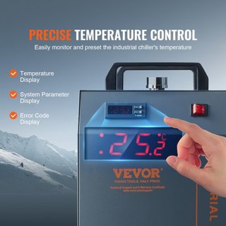 Enfriador de Agua Industrial, CW-5202, Sistema de Enfriamiento de Agua Industrial con Compresor Incorporado, Capacidad del Tanque de Agua de 7L, Tasa de Flujo Máxima de 18 L/min, para Máquina de G...
