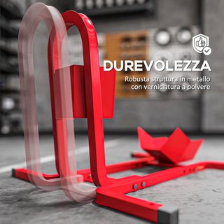 Caballette de Moto Regulable en 3 Niveles, Caballette Elevador 250 Kg Máx en Metal con Agujeros, 60X55X43 Cm, Rojo