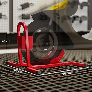 Caballette de Moto Regulable en 3 Niveles, Caballette Elevador 250 Kg Máx en Metal con Agujeros, 60X55X43 Cm, Rojo