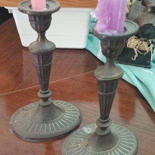 Conjunto Candelabros Metal y Cristal