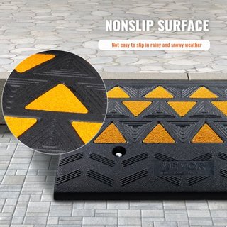 Rampas de Curb de Goma 2 Paquete, Altura de Elevación de 6" Capacidad de 33069 lbs/15 T Rampas de Umbral Pesadas, Rampas de Entrada con Estructura de Rejilla Estable para Coches, Sillas de Ruedas,...