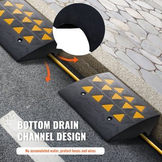 Rampas de Curb de Goma 2 Paquete, Altura de Elevación de 6" Capacidad de 33069 lbs/15 T Rampas de Umbral Pesadas, Rampas de Entrada con Estructura de Rejilla Estable para Coches, Sillas de Ruedas,...
