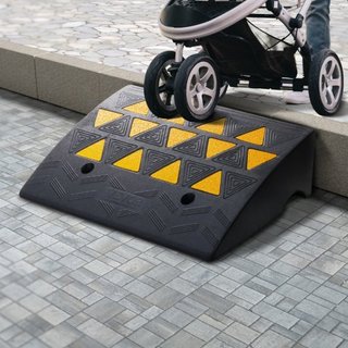 Rampas de Curb de Goma 2 Paquete, Altura de Elevación de 6" Capacidad de 33069 lbs/15 T Rampas de Umbral Pesadas, Rampas de Entrada con Estructura de Rejilla Estable para Coches, Sillas de Ruedas,...