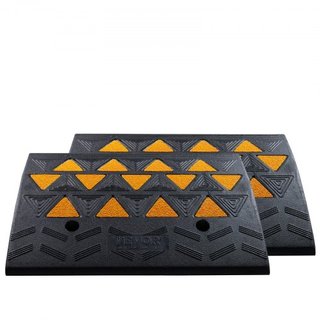 Rampas de Curb de Goma 2 Paquete, Altura de Elevación de 6" Capacidad de 33069 lbs/15 T Rampas de Umbral Pesadas, Rampas de Entrada con Estructura de Rejilla Estable para Coches, Sillas de Ruedas,...