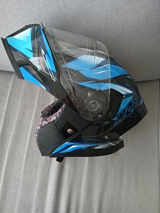 Casco Modular Moto Azul y Negro