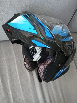 Casco Modular Moto Azul y Negro