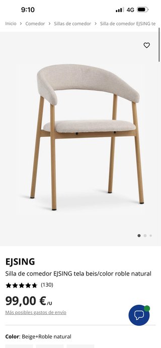 2 sedie Jysk beige nuove