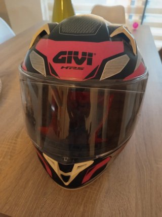 Casco de moto integral rosa y negro