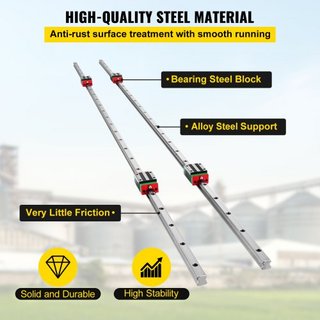 2X Riel de Guía Lineal de 15-1500mm con 4 Piezas de Bloque de Cojinete de Carro
