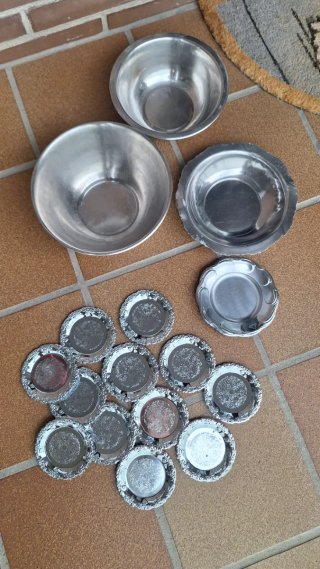 Lote 12 platitos y 2 boles de Alpaca