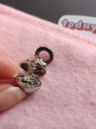 Charm Plata S925 Corazón Rosa
