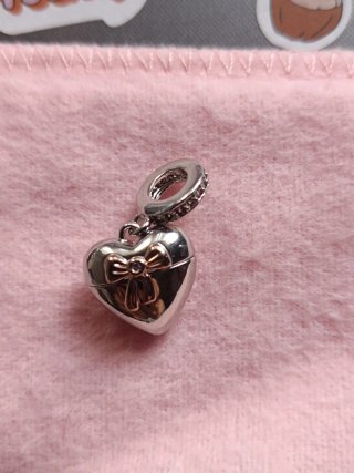 Charm Plata S925 Corazón Rosa