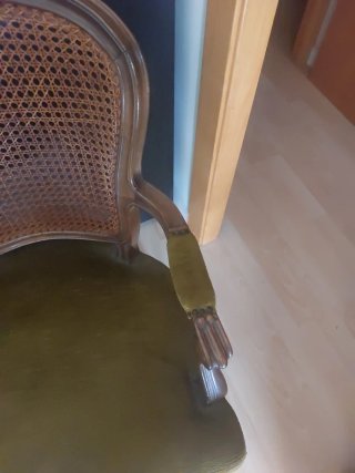 Coppia di poltrone in velluto e rafia