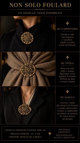 Clip Gioiello Chiusura Sciarpa Anni '40 antico