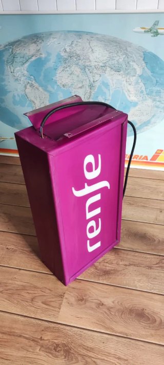 Letrero Luminoso Renfe morado antigua