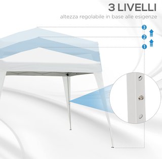 Gazebo Pieghevole 2,4x2,4 M Pop up con Borsa di Trasporto, Gazebo da Giardino con Struttura in Acciaio e Oxford, Protezione UV, per Feste, Bianco