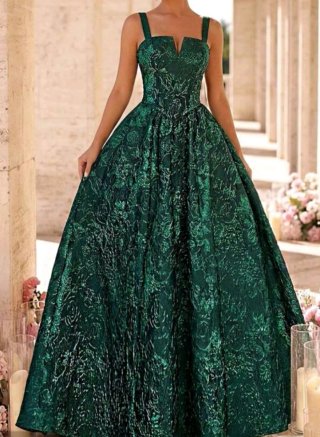 Vestido de fiesta verde con cordones