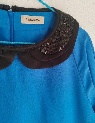 Vestido azul cuello baby doll