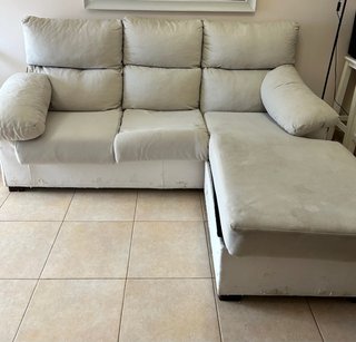 Sofá chaise longue beige tela