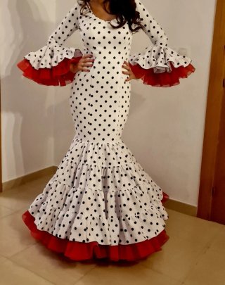 Vestidos Flamenca madre y niña Lunares Blanco y Ro