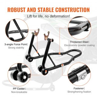 Elevador de Soporte para Motocicleta, Elevador Combinado de Soporte Frontal y Trasero de 0.39 Toneladas, Soporte de Horquilla para Rueda Delantera y Trasera, U+L Soporte de Eje, Compatible con la ...