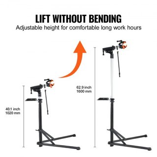 Soporte de Reparación de Bicicletas, Soporte de Reparación de Bicicletas de Aluminio de 30 kg, Soporte de Mantenimiento de Bicicletas de Altura Ajustable con Bandeja Magnética y Brazo Telescópico,...