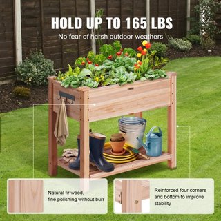 Cama de Jardín Elevada, Caja de Plantas de Madera de 33.9 x 18.1 x 30 pulgadas, Cajas de Plantación Elevadas con Patas, para Cultivar Flores/Vegetales/Hierbas en Patio/Jardín/Balcón, Color Madera ...