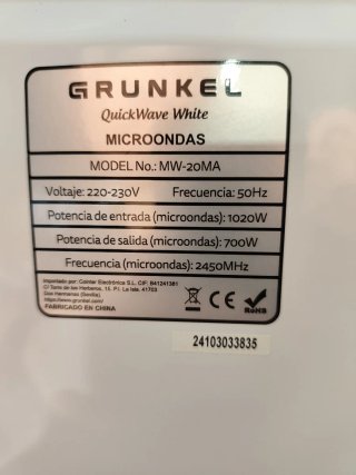 Microondas Grunkel 20L
