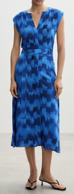 Vestido Mango Azul Estampado Midi