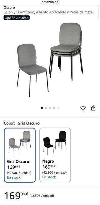 Juego de 4 sillas de comedor terciopelo