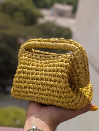 Borsa uncinetto color oro