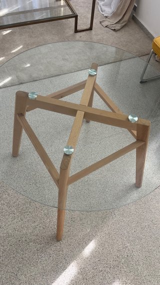Mesa de comedor redonda cristal y madera