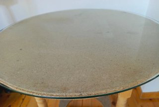 Mesa camilla redonda 70cm, con cristal y mantilla