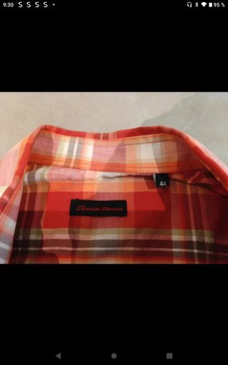 Camisa cuadros roja y blanca para hombre, T. 44