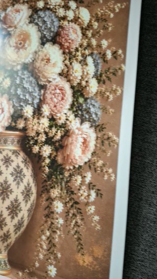 Lámina Decorativa Flores Beige y Azul