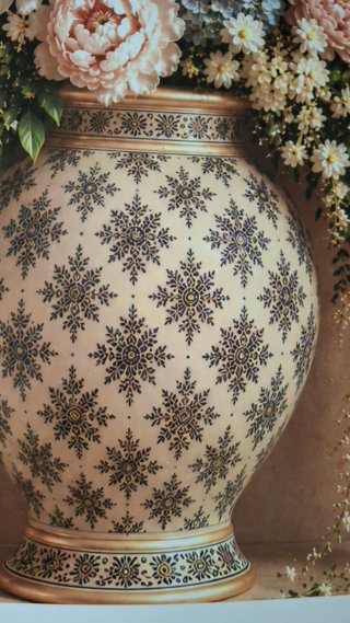 Lámina Decorativa Flores Beige y Azul