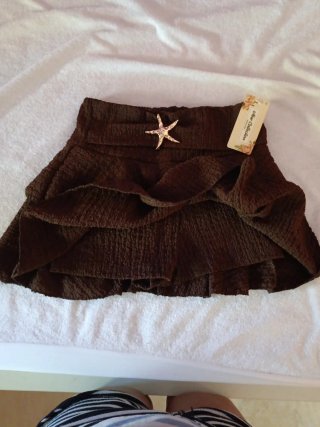 Falda pantalón marrón con volantes talla S