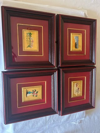 Lotto 4 Quadretti Oro e Rosso