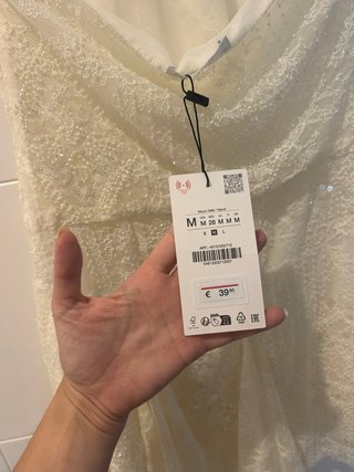 Vestido Zara Lentejuelas y Encaje Blanco