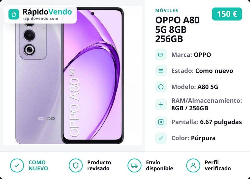 OPPO A80 5G 8GB 256GB Púrpura