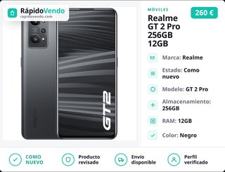 Realme GT 2 Pro 256GB 12GB Negro