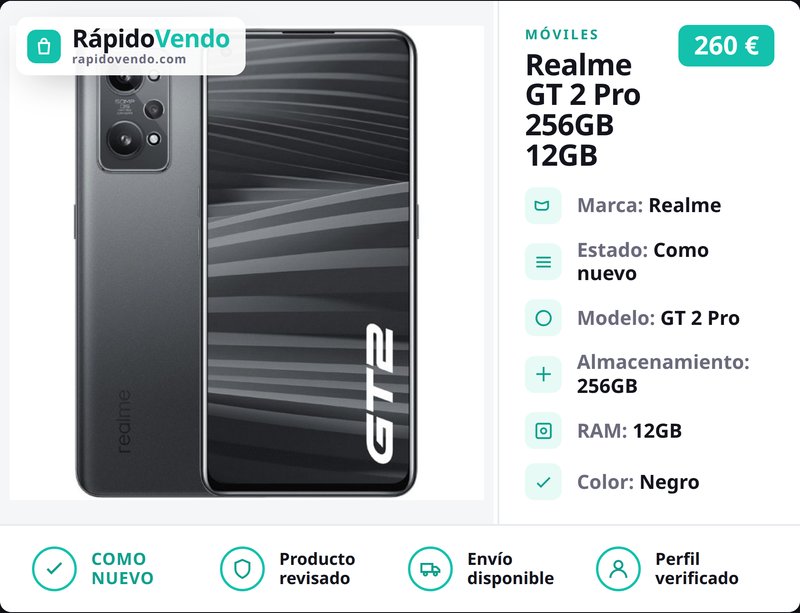 Realme GT 2 Pro 256GB 12GB Negro