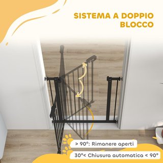 Puerta para Perros y Mascotas Domésticas con 2 Extensiones, Ancho Ajustable Hasta 80 cm, Cancel de Perros con Fijación a Presión Sin Agujeros y Cierre Automático, Negro