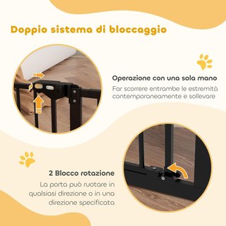 Puerta para Perros y Mascotas Domésticas con 2 Extensiones, Ancho Ajustable Hasta 80 cm, Cancel de Perros con Fijación a Presión Sin Agujeros y Cierre Automático, Negro