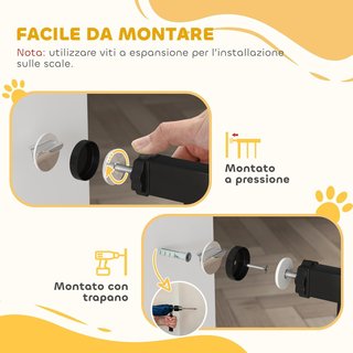 Puerta para Perros y Mascotas Domésticas con 2 Extensiones, Ancho Ajustable Hasta 80 cm, Cancel de Perros con Fijación a Presión Sin Agujeros y Cierre Automático, Negro