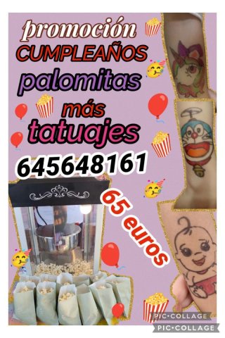 Promoción Cumpleaños: Palomitas y Tatuajes