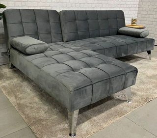 Sofá Cama Gris Terciopelo