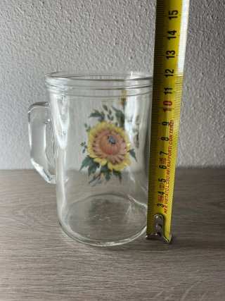 Boccale vintage fiori vetro